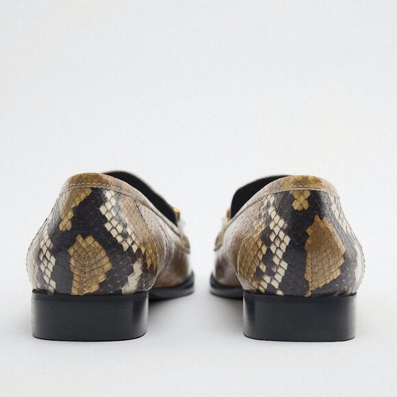 NEW Zara Animal Print 100% Leather Snakeskin Loafers, Size EU 37 - Picture 8 of 16